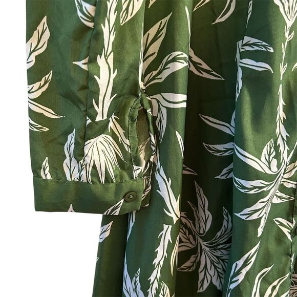Truly 4 You Women's S Green Palm Leaf Print Midi Dress Summer Casual - Picture 4 of 11